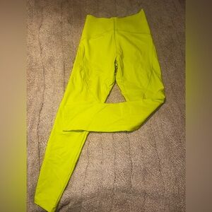 Oysho Neon Lime Green High-Waisted Leggings Size M Activewear Gym Yoga